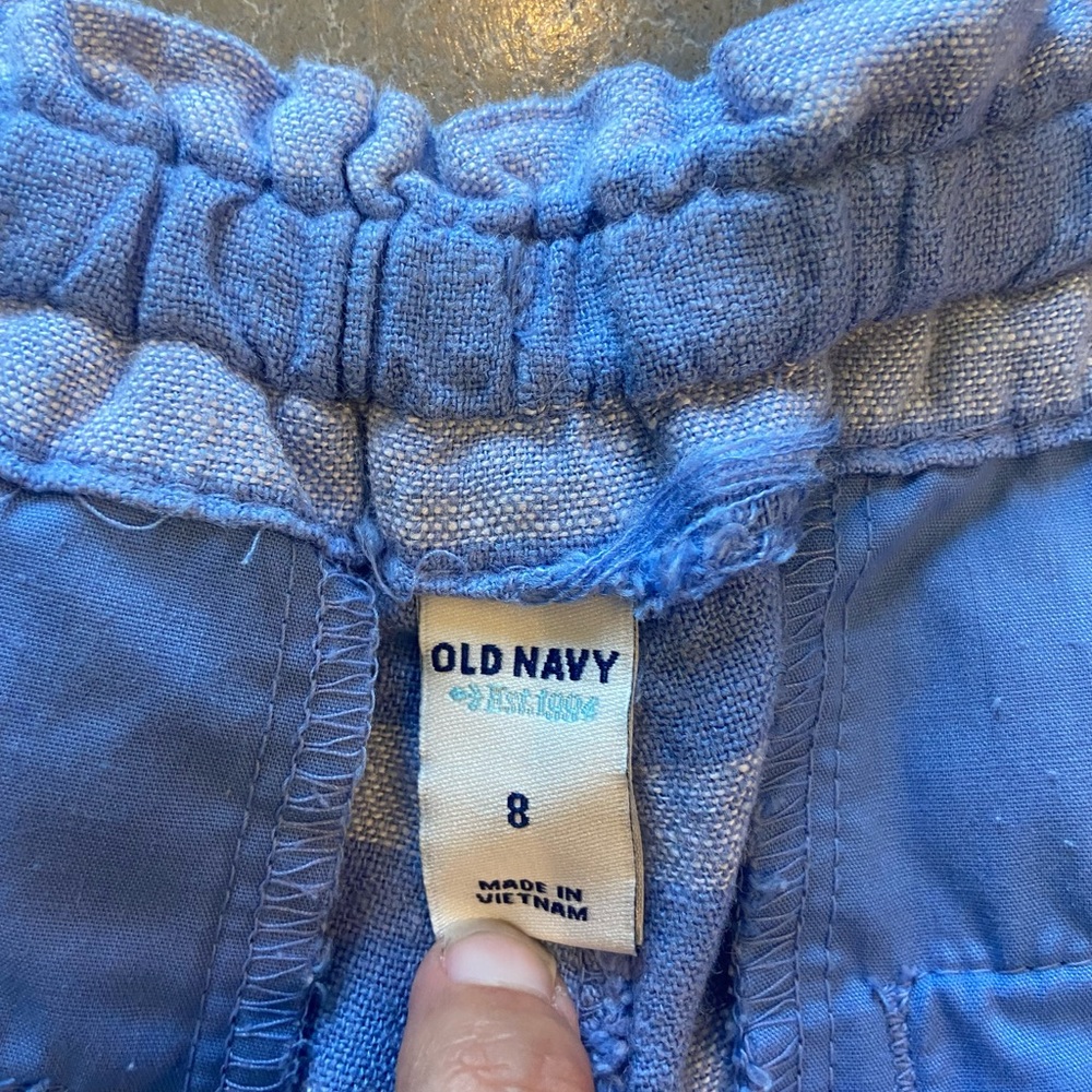 Old Navy Blue Striped Linen Blend Shorts - Picture 2 of 4